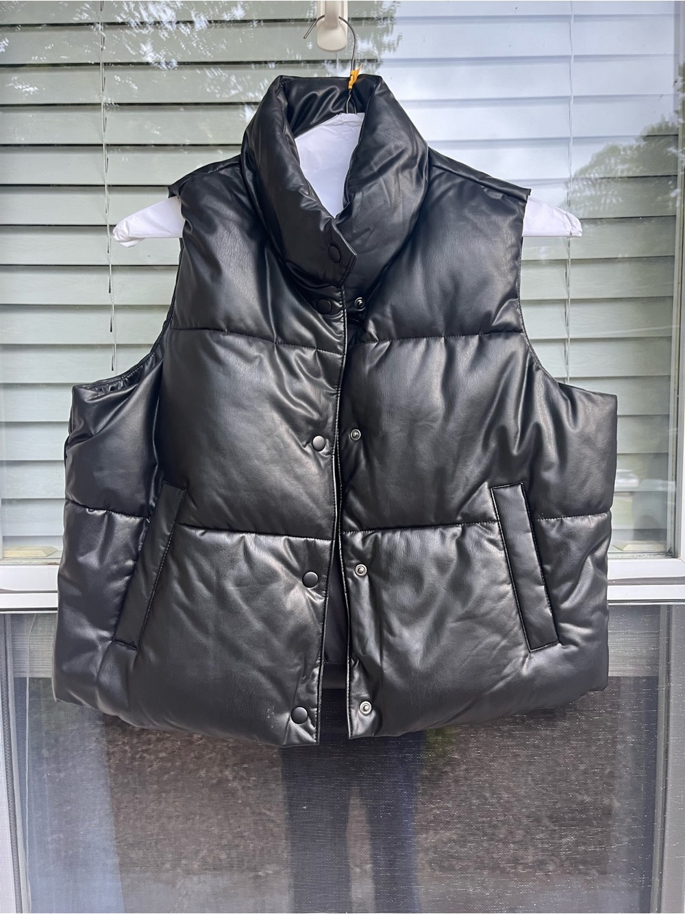 Old Navy Black Quilted Puffer Vest with High Collar